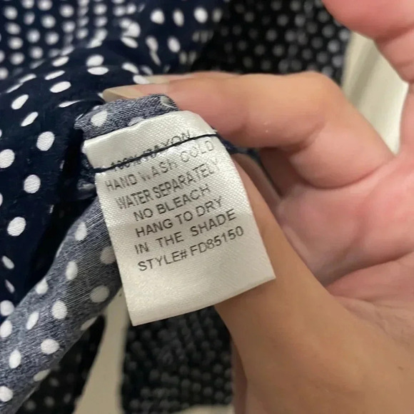 Market & Spruce Colibri Polka Dot Print Blouse, Navy Size S - Picture 8 of 9